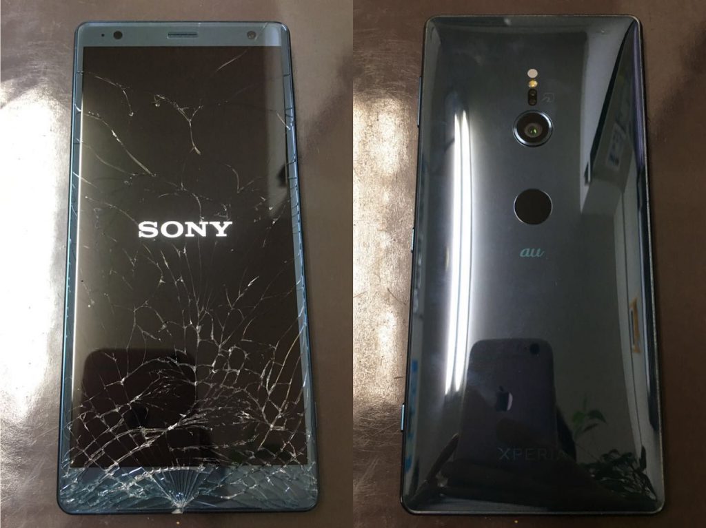 スマホ　画面割れ Xperia XZ2 ガラス割れ ひび割れ 画面破損 映らない 液晶漏れ データ